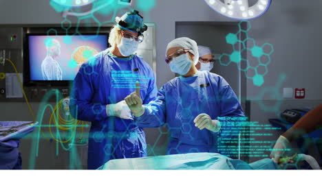animación del procesamiento de datos médicos sobre los cirujanos