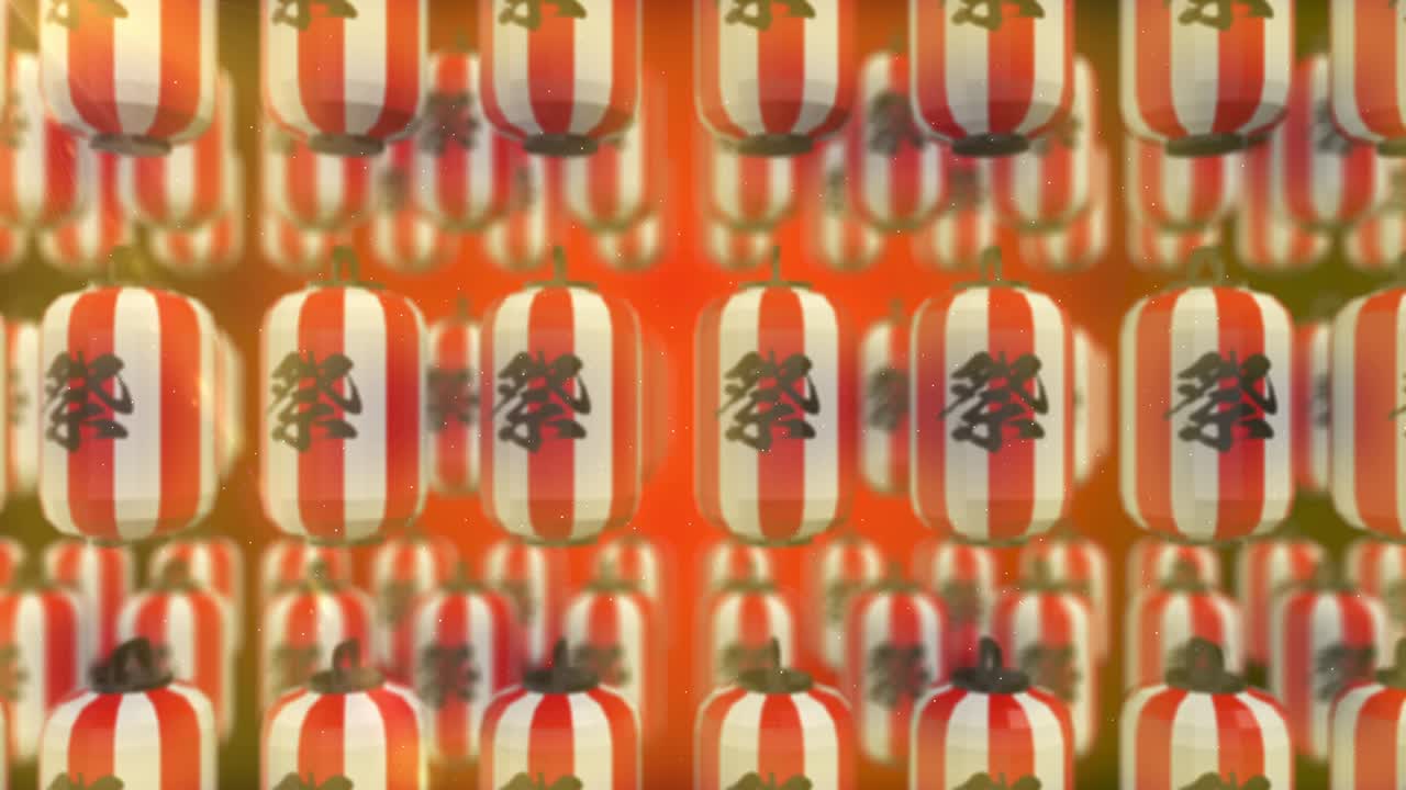 animación de bucle de festival de linterna de luz brillante japonesa