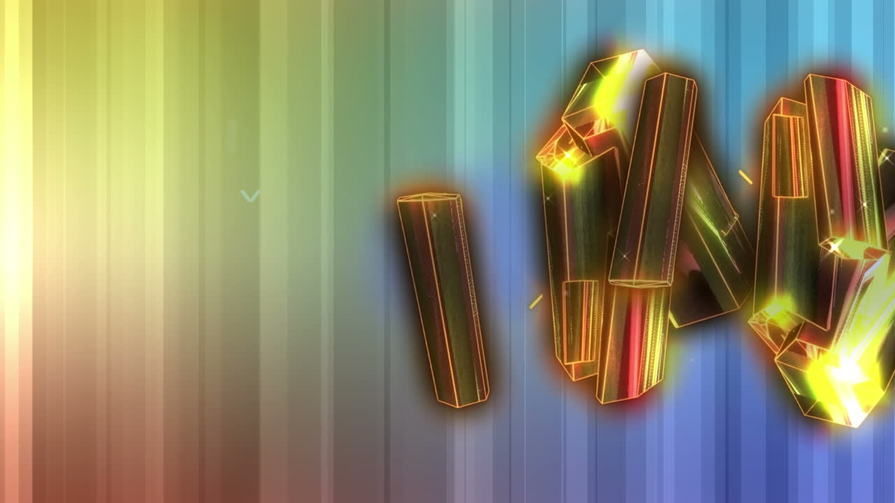 아이디어 텍스트로 만든 전구와 함께 배경에 움직이는 노란색 다이아몬드의 애니메이션