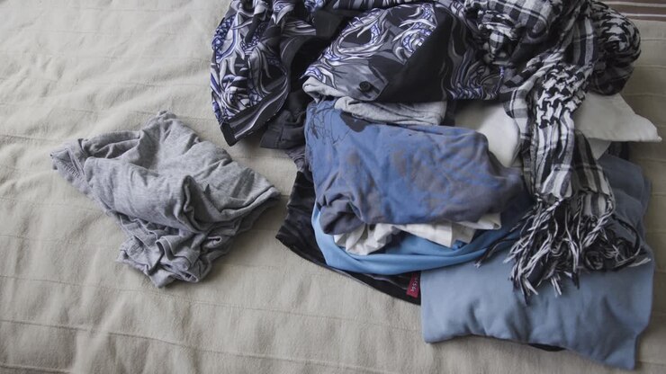 Throwing clothes in the bed