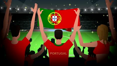 cartoon cheering soccer fans crowd portugal football animation