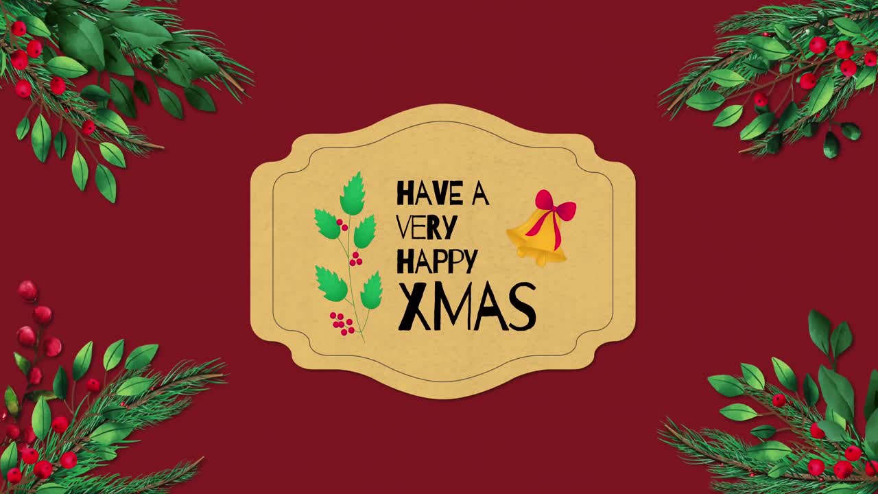 은 바탕에 장식 된 크리스마스 축하 문서의 애니메이션