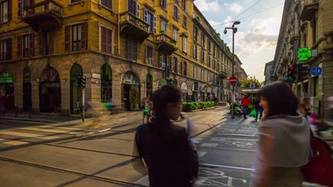 italy sunny evening milan city traffic street 4k timelapse