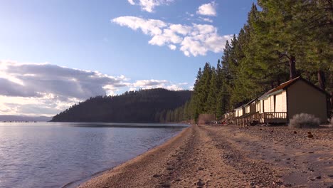 summer cabins and cabanas line the shores of a resort at lake tahoe nevada 2