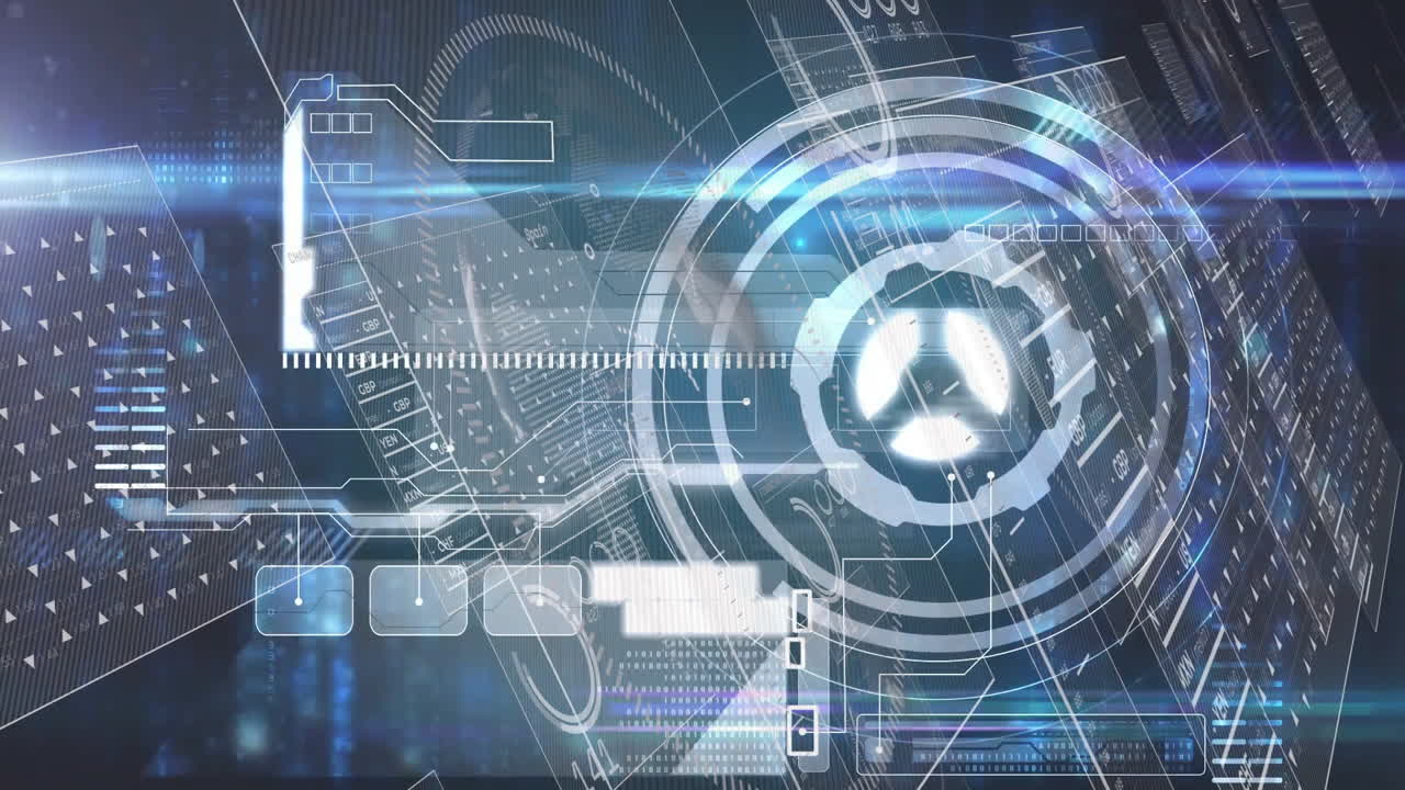 Animation of futuristic digital interface with geometric patterns in use