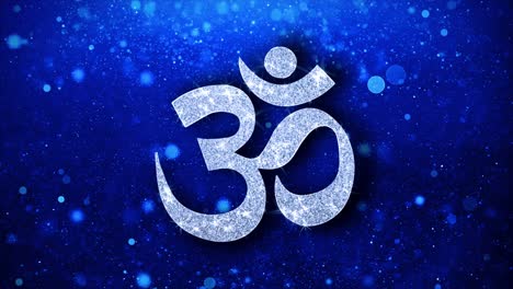 Glittering Om Symbol on Blue Background