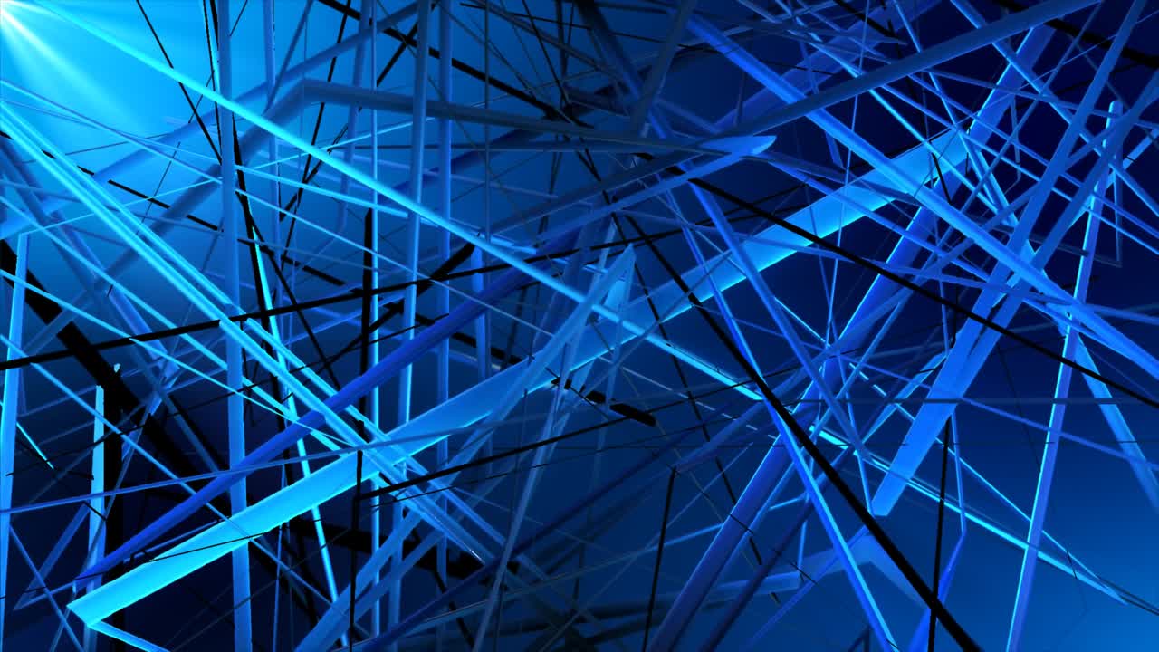 천천히 움직이는 파란색 배경의 3d 선