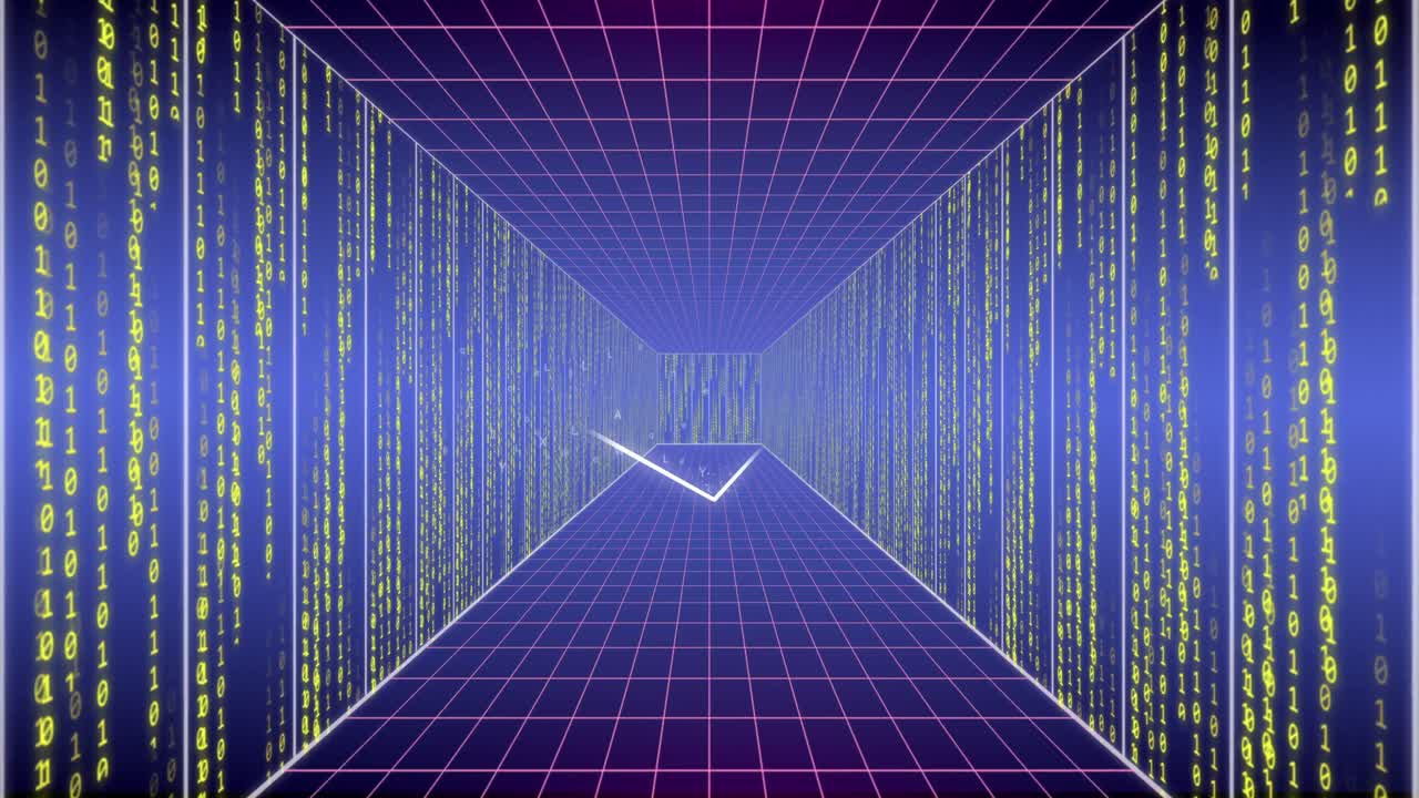 Animation of computer data processing and binary coding