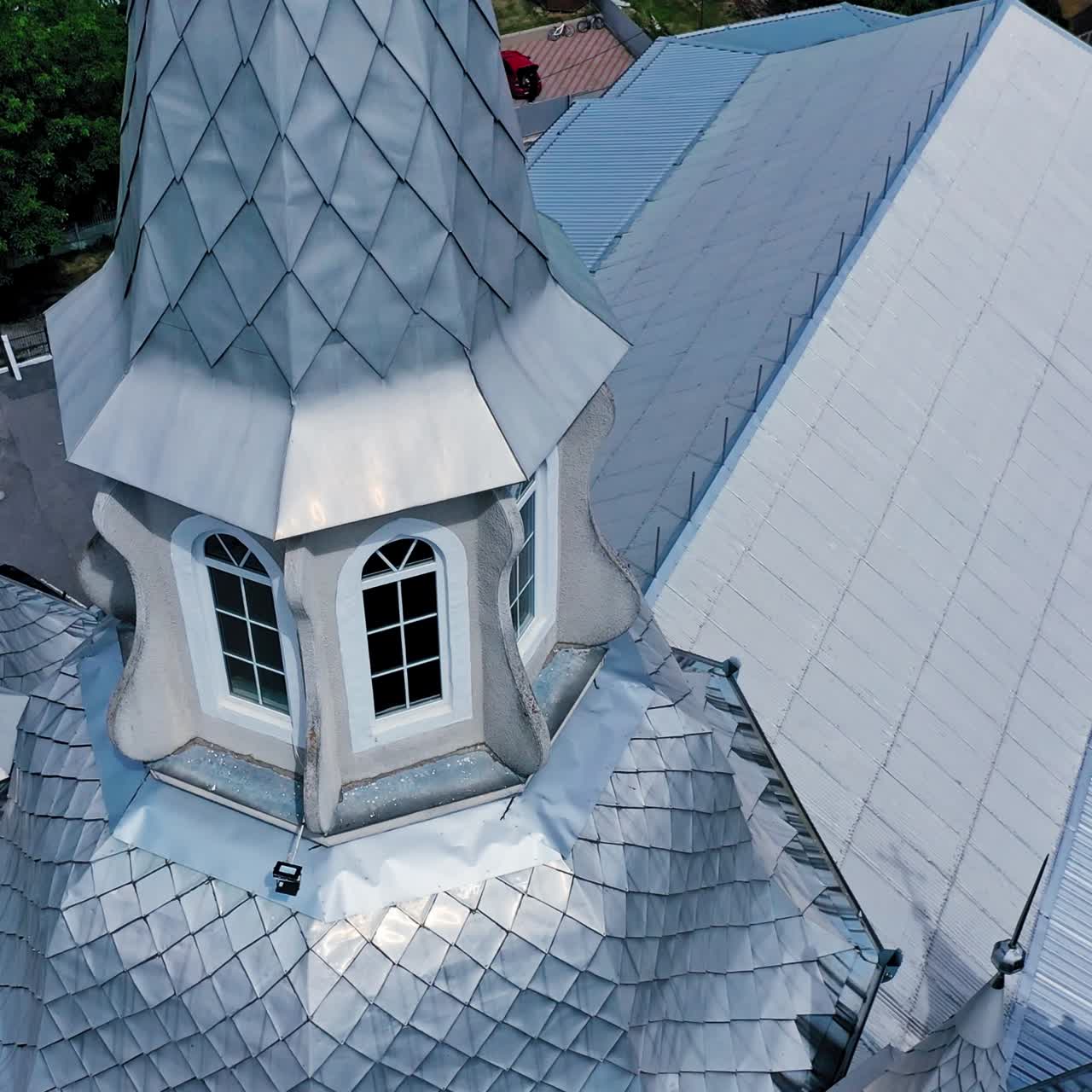 Top down view of church