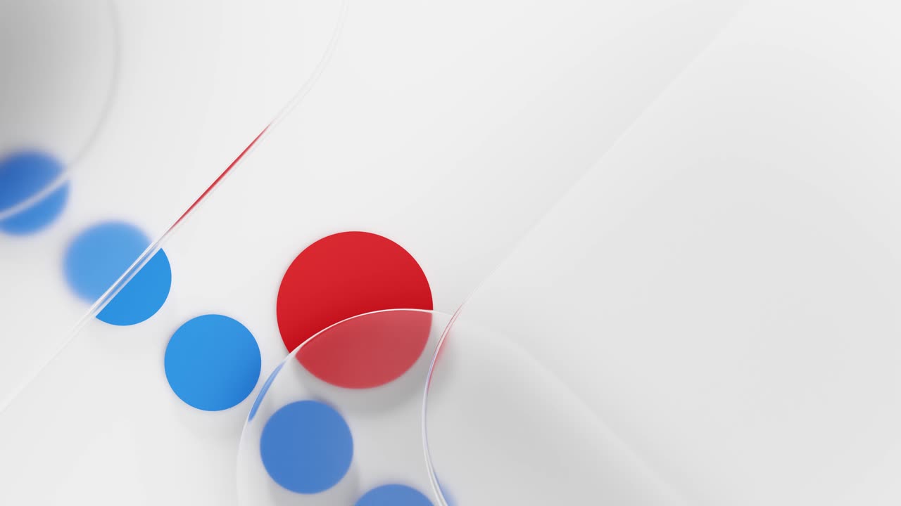 Dynamic Abstract Animation with Blue and Red Circles and Translucent Curves