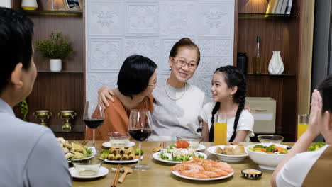 asian family having lunch.