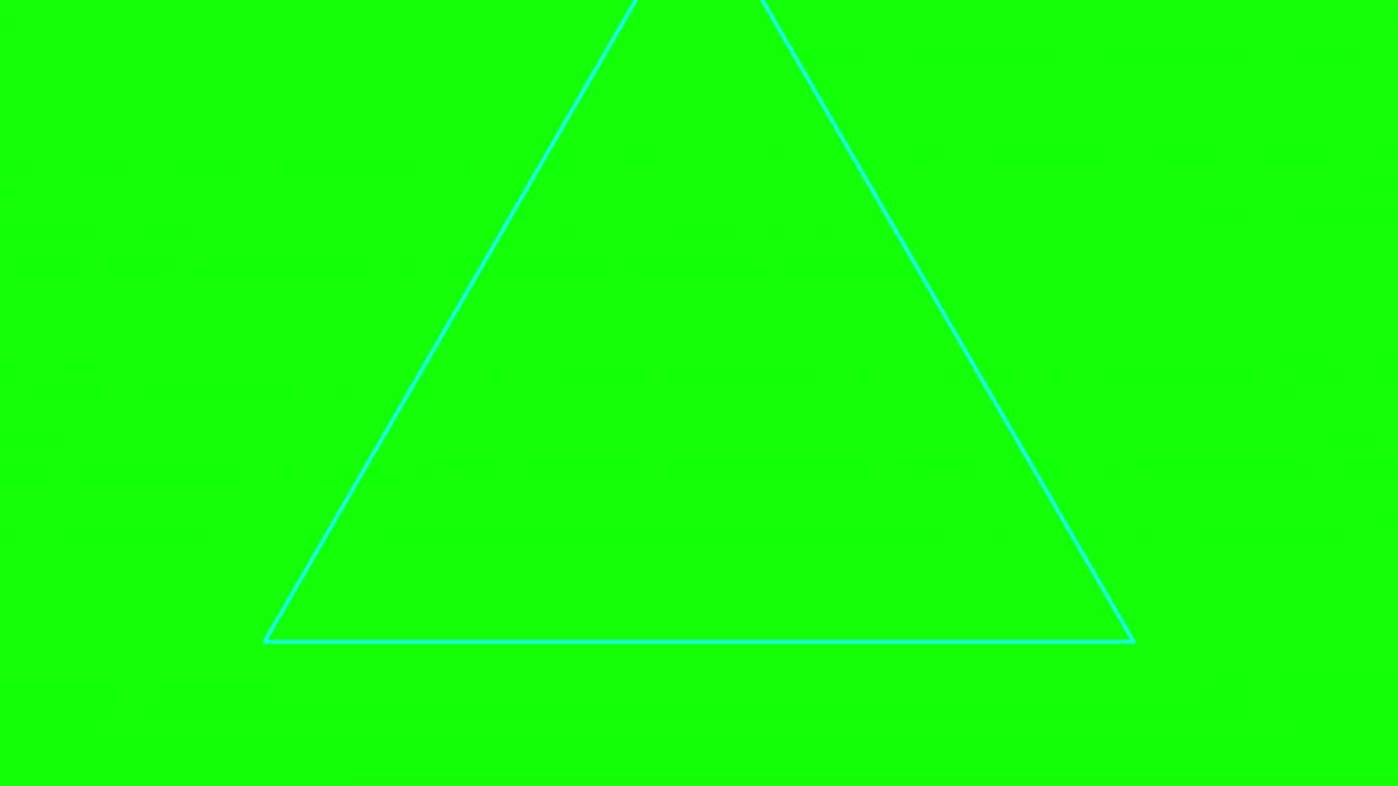 fondo verde y múltiples triángulos en movimiento, acercarse y alejarse repetidamente