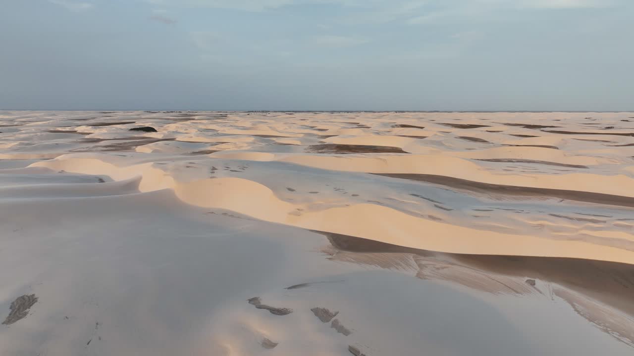 Vast White Sand Dunes Lencois Maranhenses National Park Aerial Reveal