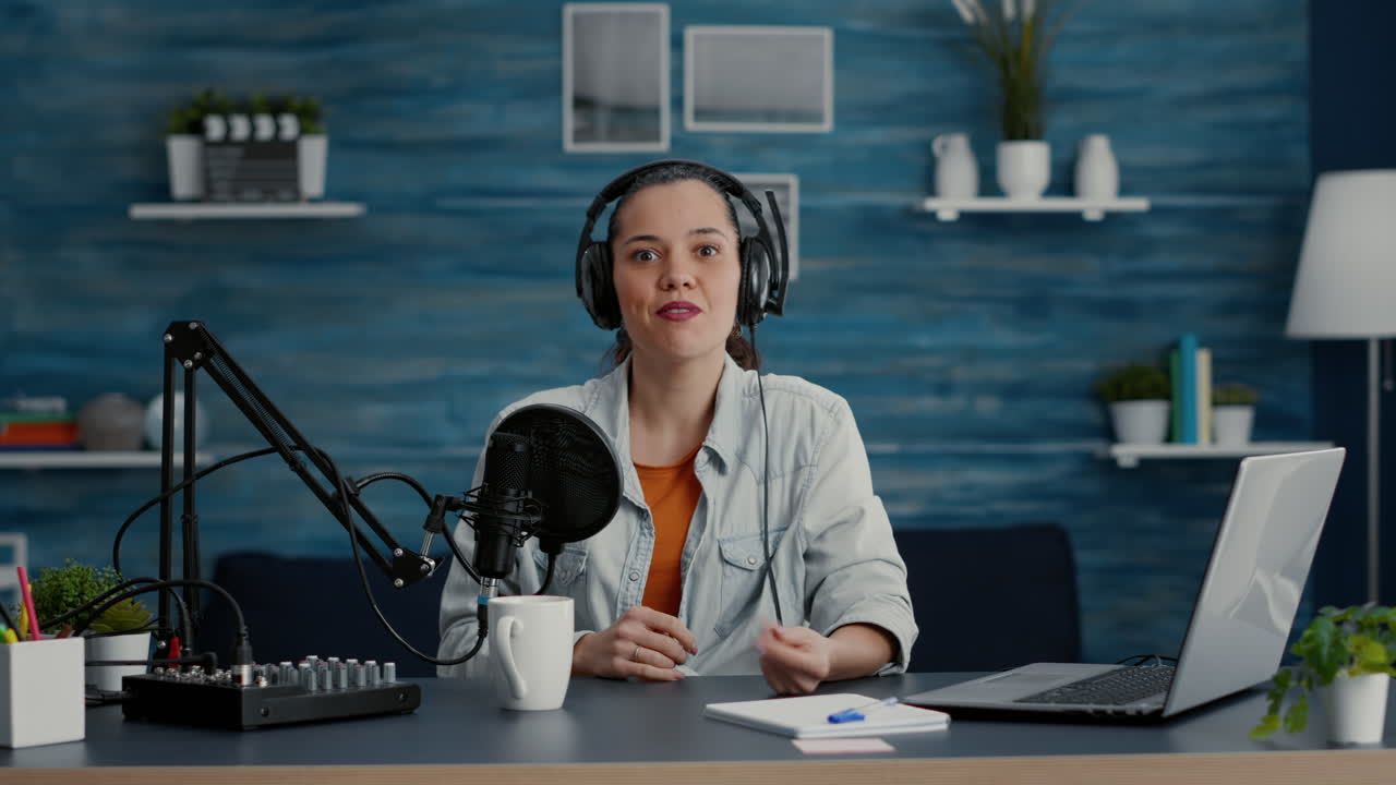 Creative digital content creator filming daily video blog