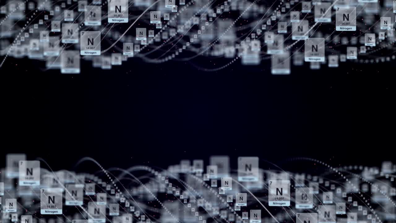 molécula de nitrógeno, animación, renderización, fondo, bucle, 4k