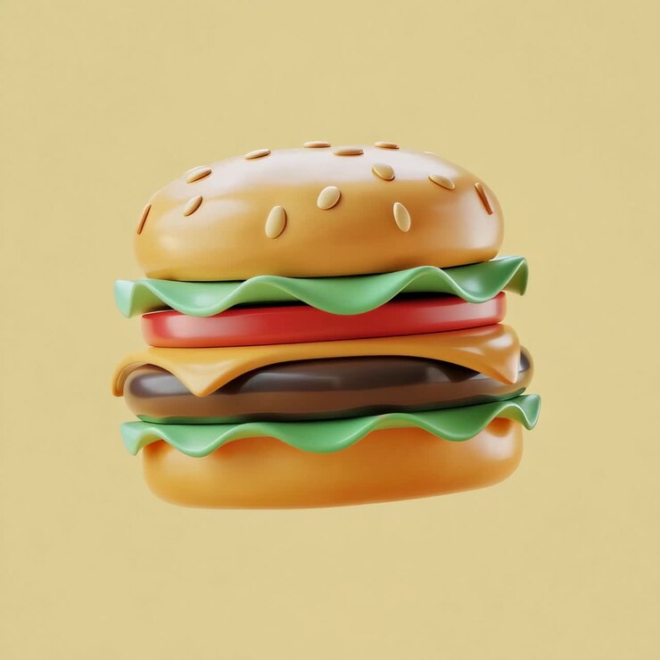 3D Cartoon Hamburger Illustration