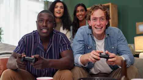 group of friends playing video games