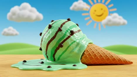 delicious sweet summer treats slowly dissolve under the warm rays of a brilliant sun, all while surrounded by a lively outdoor atmosphere