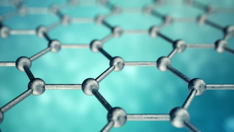 nanoestructura del átomo de grafeno animación en bucle. nanotubo en forma de panal. concepto nanotecnología y ciencias animación 3d