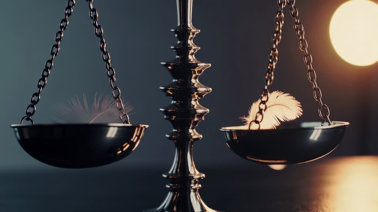 Pena equilibrada em uma balança de metal
