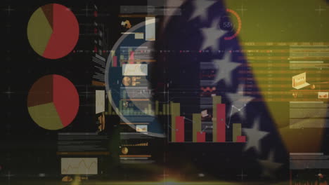 data analytics and processing animation over diverse graphs and charts