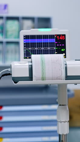 little apparatus for checking heart. advanced equipment working in the hospital ward. vertical video