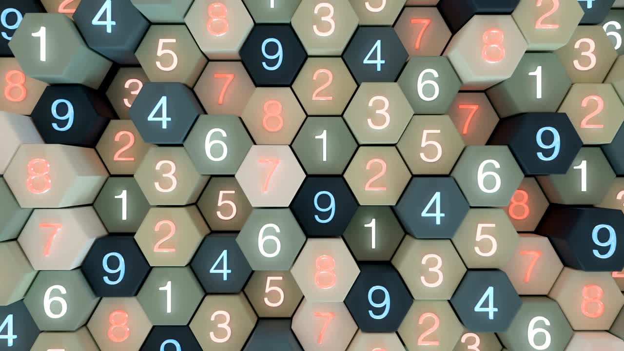 4k абстрактная сетка из пчелиных сосков с случайными числами.