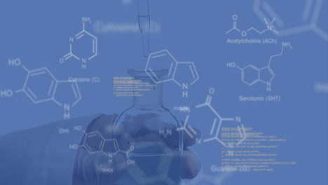 animación del procesamiento de datos científicos sobre el científico en el laboratorio
