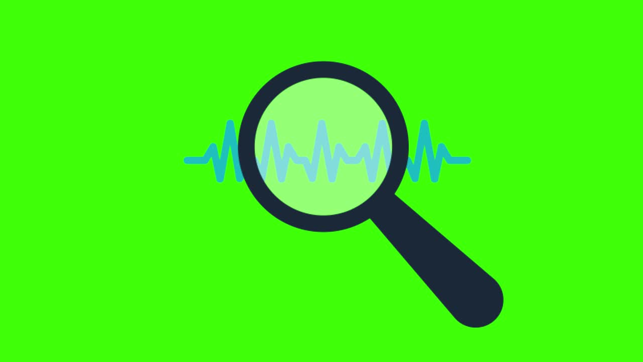 animación de un icono de seguimiento en una pantalla verde