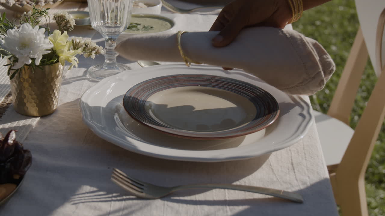 Elegant Outdoor Dining Table Setting Ready for Guests