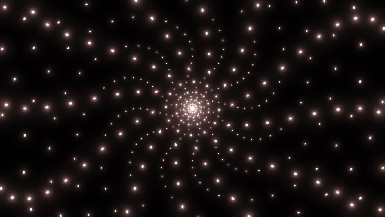 Abstract spiral of glowing lights on a black background