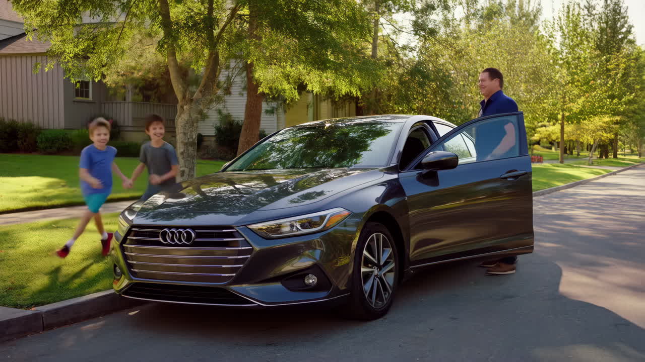 Audi sedan with family