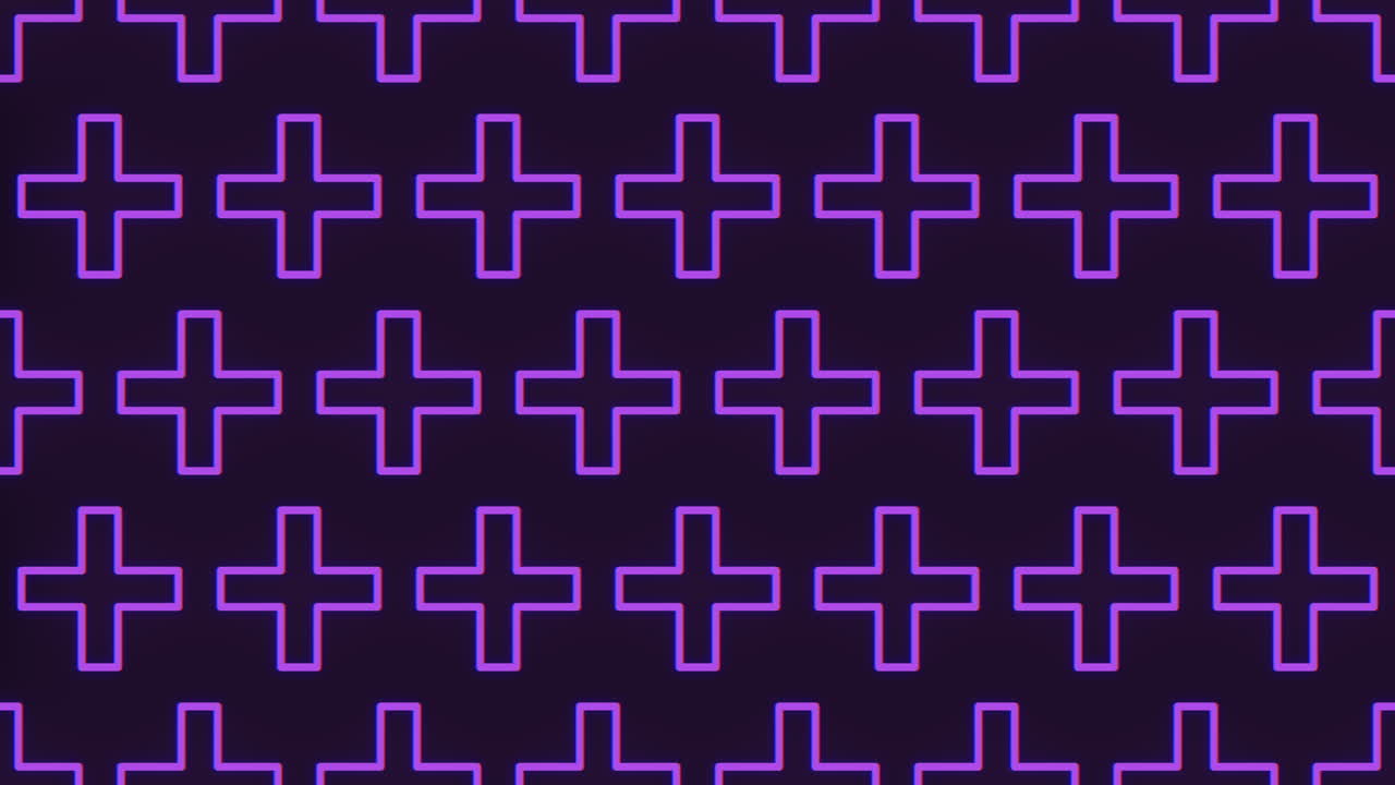 patrón de cruces púrpuras de neón sin costura en gradiente negro