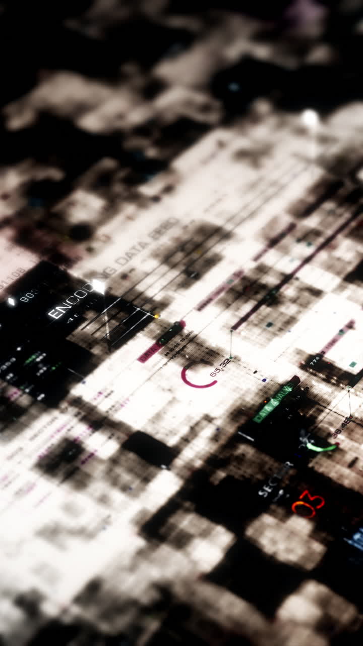 Advance metaverse, hi-tech digital data telemetry with encrypted numbers, display dynamic background for computer desktop vertical screen display format