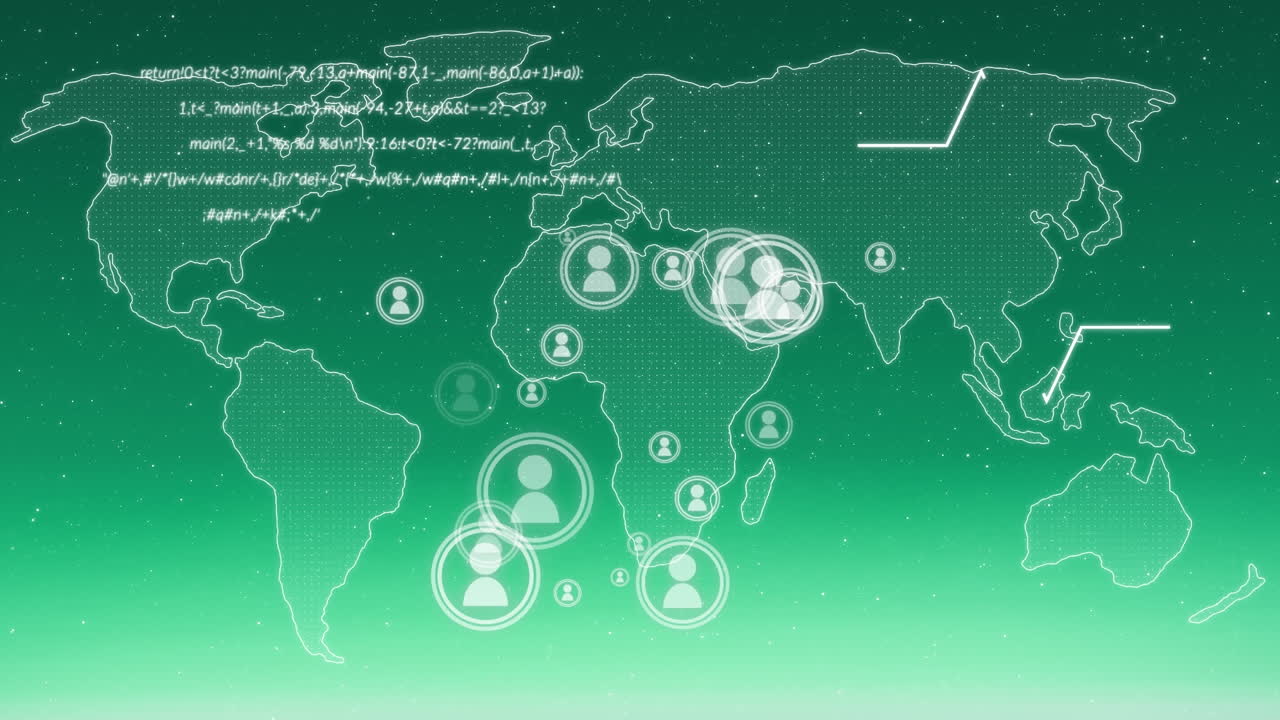 녹색 배경 위의 데이터 처리의 애니메이션