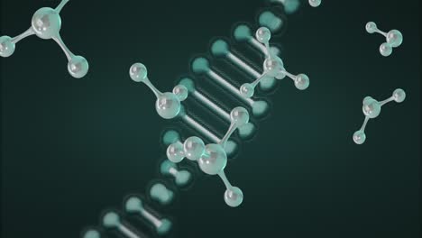 Animation-Von-3D-Mikromolekülen-Und-DNA-Strängen-Auf-Grünem-Hintergrund