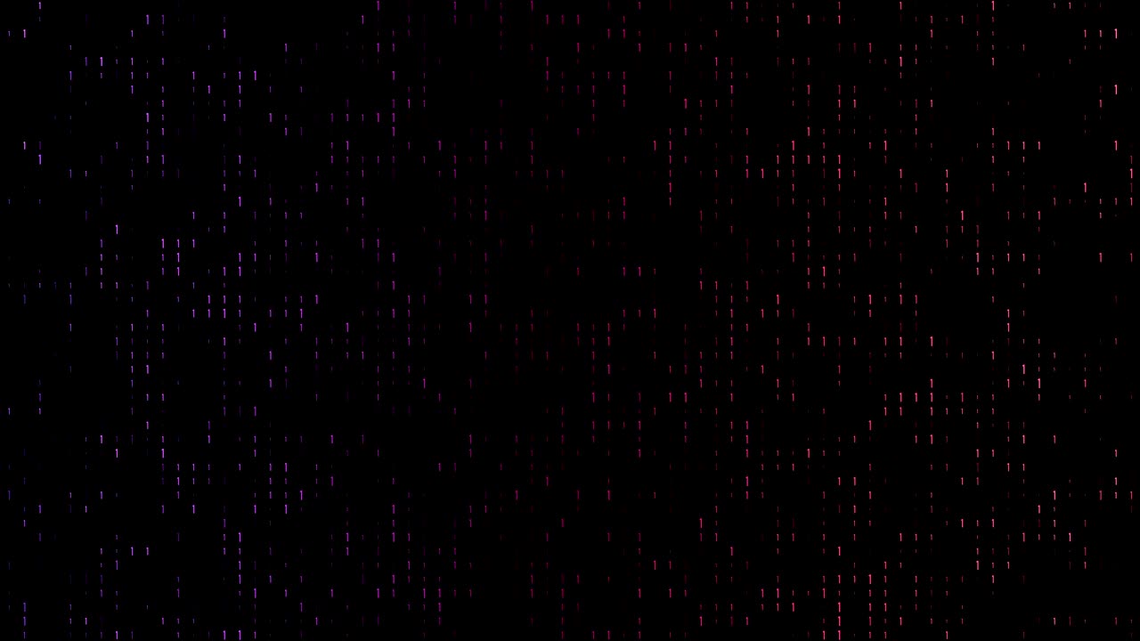 gradiente 4k, código binario colorido con muchos números uno brillando y desvaneciéndose video de fondo en bucle en una pantalla negra para mercado de valores e intercambio, datos, big data, finanzas empresariales, comunicación, internet, conceptos de realidad virtual