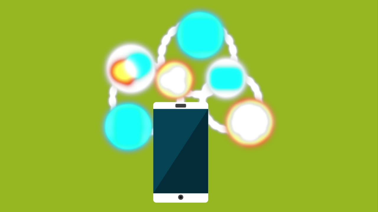 다양한 미디어 아이콘을 가진 스마트폰