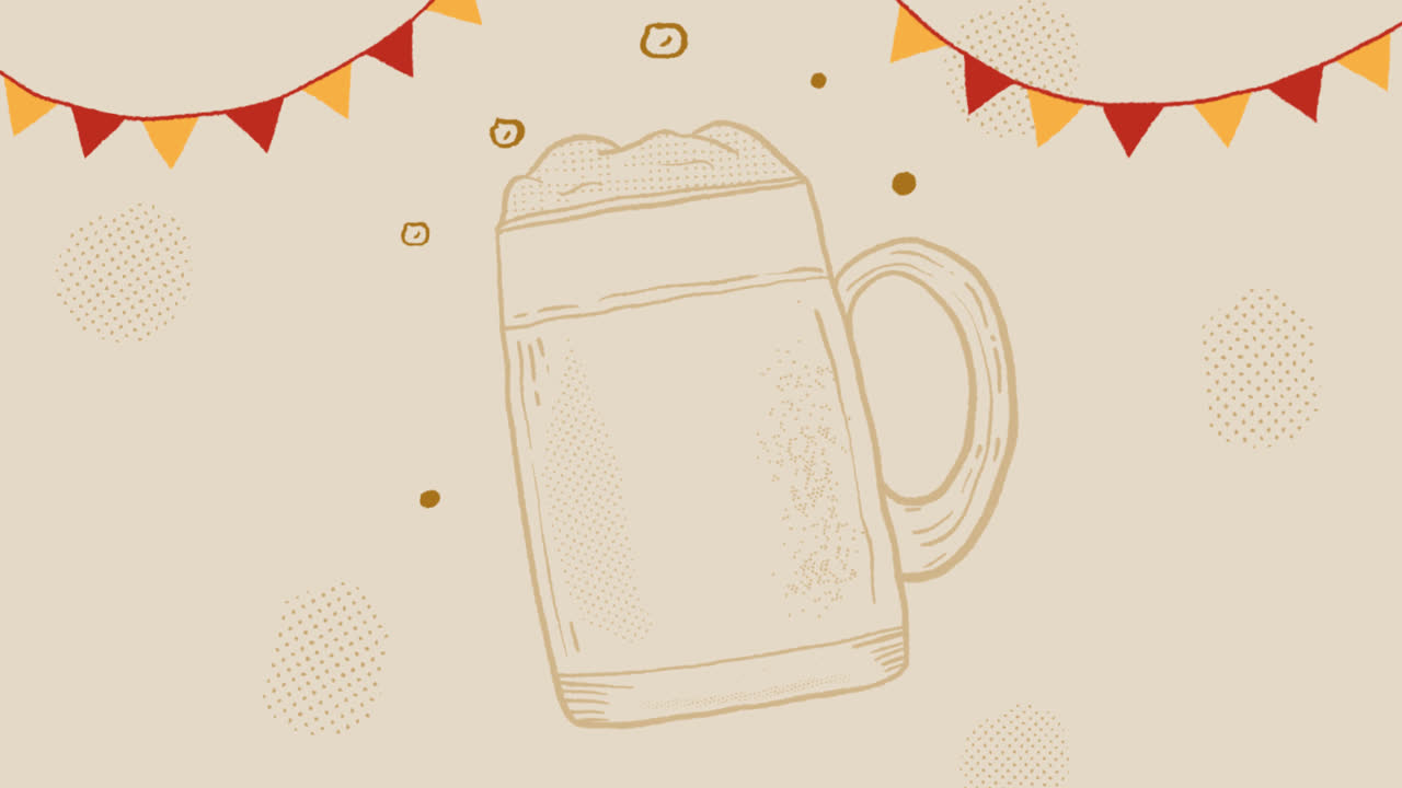 고전적인 손으로 그린 오크테르페스트 작곡의 애니메이션