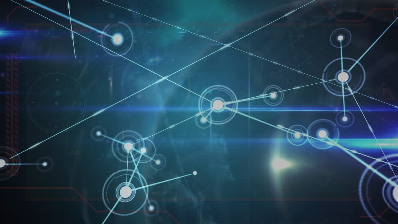 Animation of network of connections with spots over globe