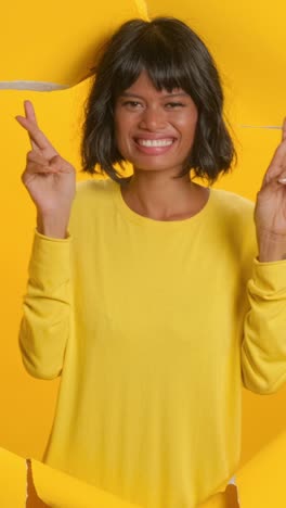 bright moments of joy captured in vibrant yellow backdrop with hopeful gestures