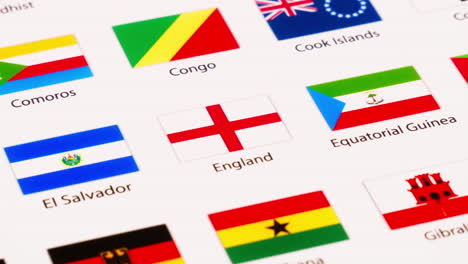 a glimpse of an alphabetical listing of countries with their respective flags