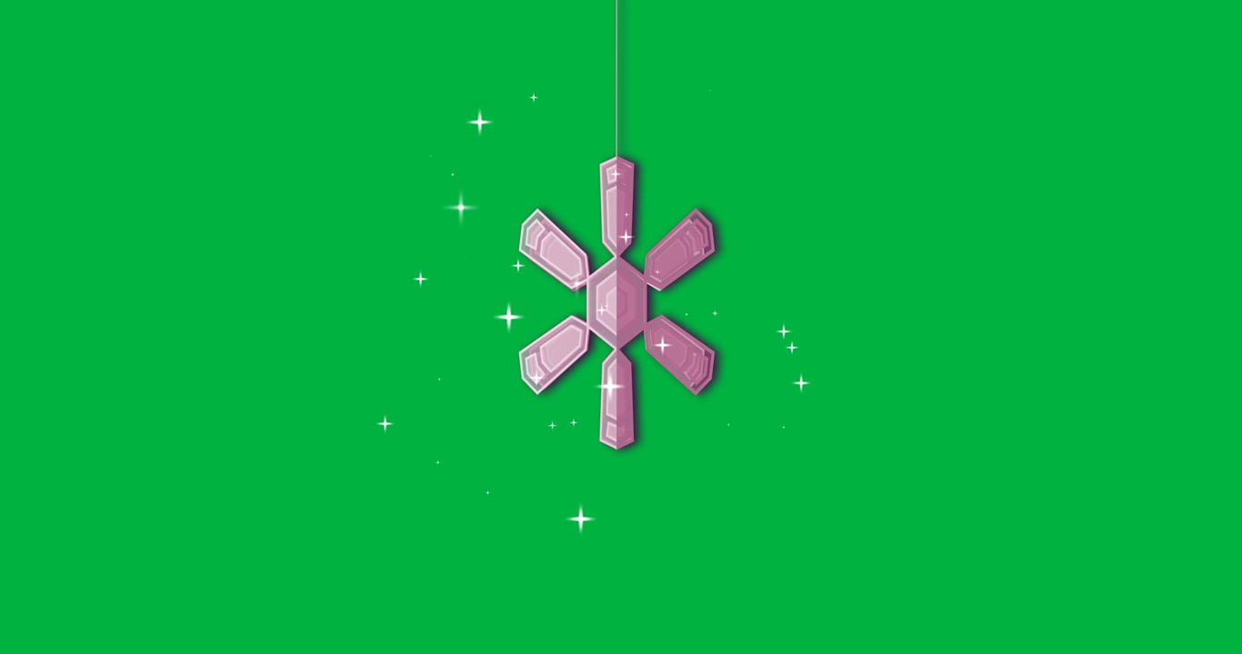 Animation of pink snowflake spinning on transparent background