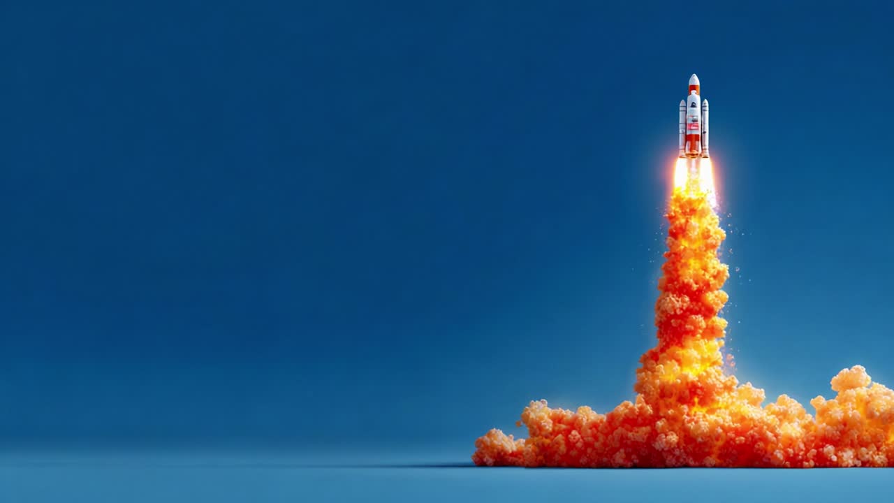 A Stunning Rocket Launch Captured in Two Frames: Witness the Power of Lift-off and the Dramatic Plume of Smoke and Flames Against a Clear Blue Sky