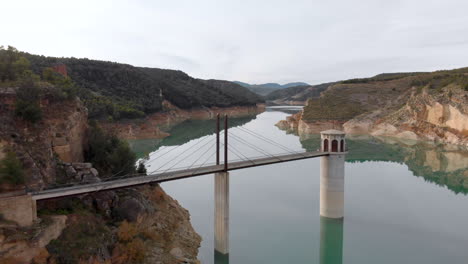 epic drone shot over hydro electric power reservoir francisco abellan spain