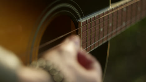close-up of an acoustic guitar