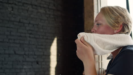 woman resting after sports