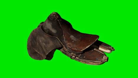 silla de caballo vintage en el fondo verde chromakey