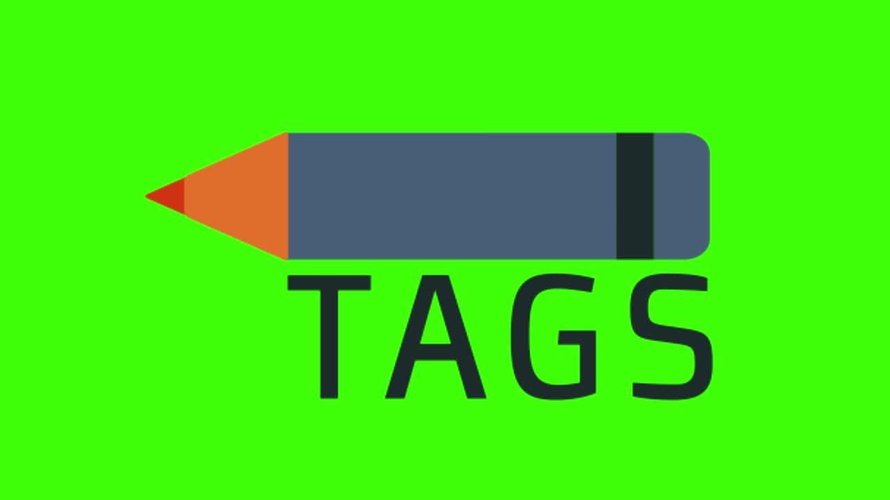 animation of a tags icon on a green screen