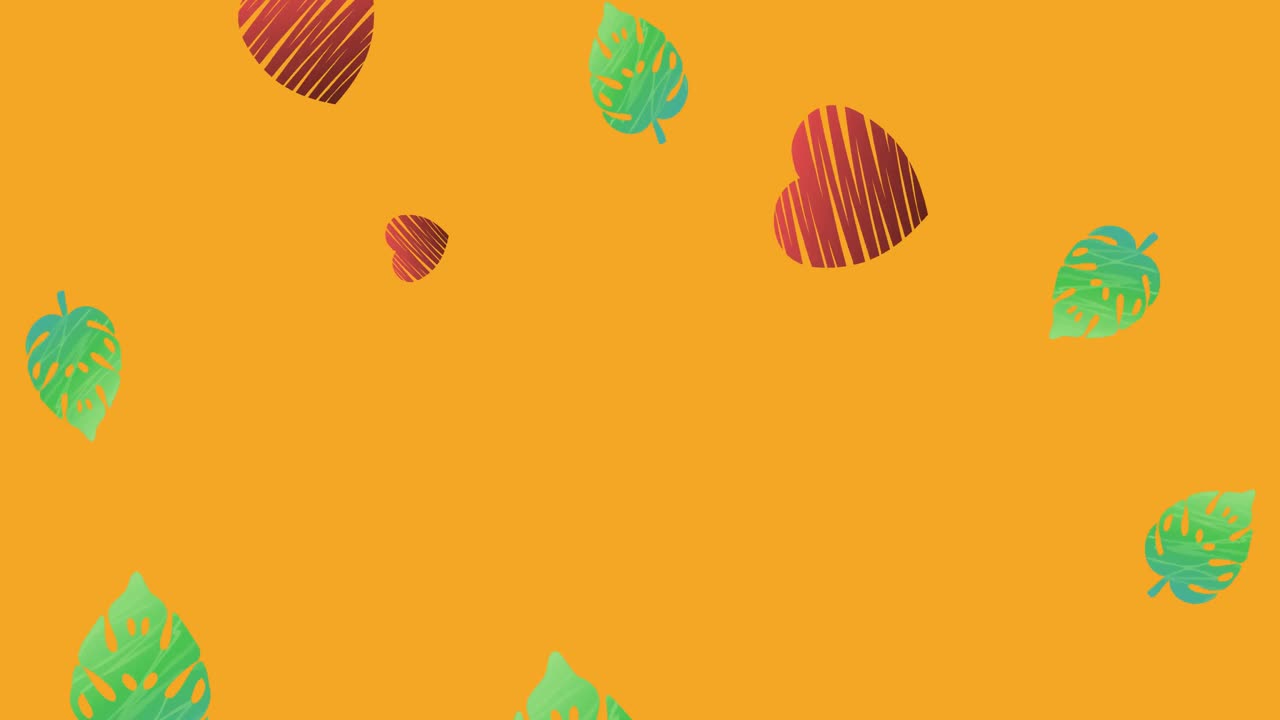 animación de hojas que caen sobre un fondo naranja